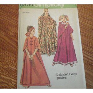 Simplicity 8354 vintage 1969 muu-muu caftan beginner pattern French instructions